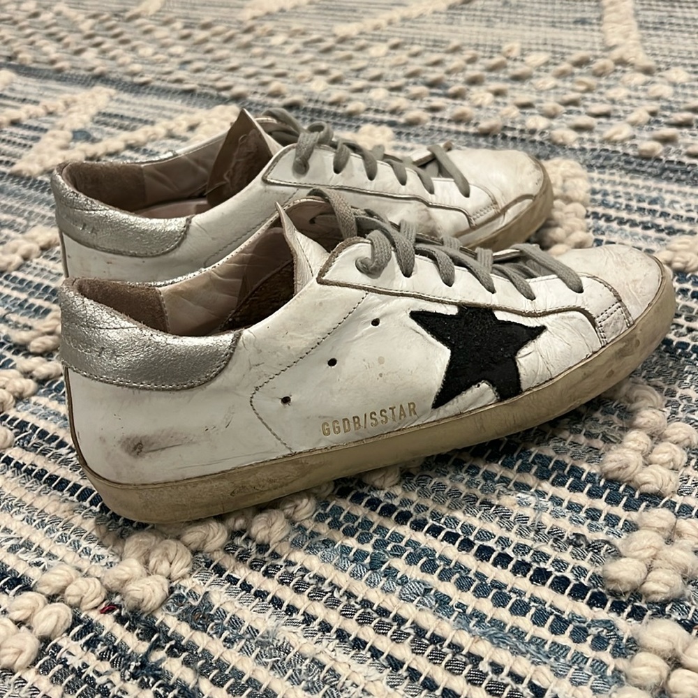Golden Goods Navy Glitter Superstar Shoes 38